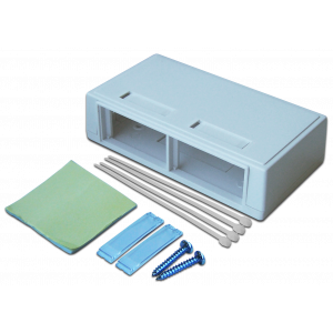 Wall mounting box for two modular inserts, white